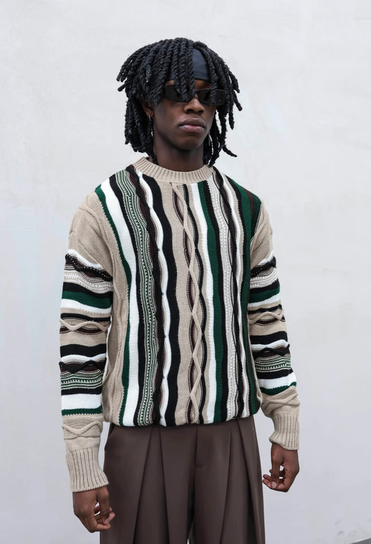 Maglione Girocollo Fantasia Intrecciata